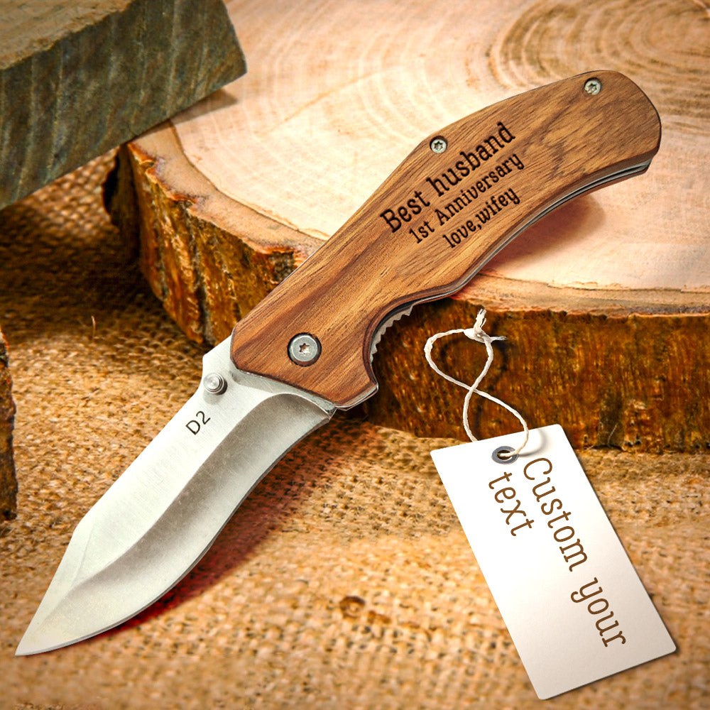 Custom Engraved Pocket Knife Best Husband Stainless Steel Folding Knife
