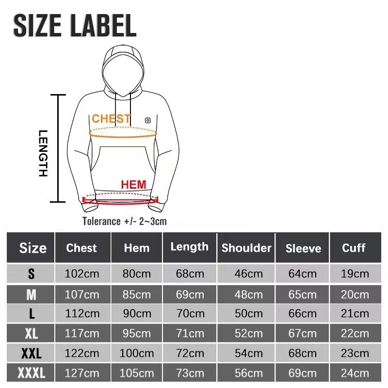 Heated Hoodie for Men Women with 10000mAh Rechargeable Battery Electric Unisex Heating Sweatshirt