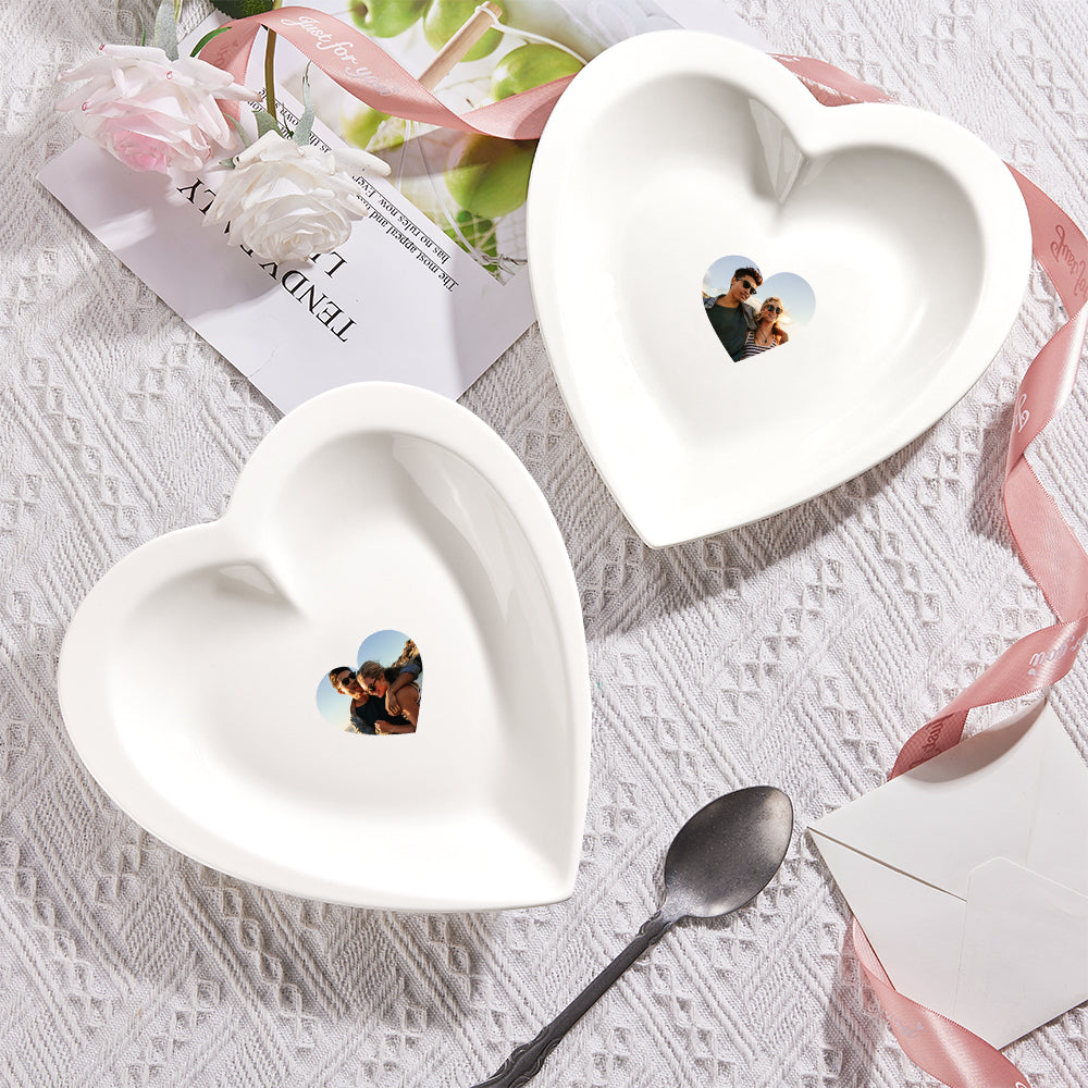 Personalised Heart Shaped Plate Ceramics Dinner Plate with Picture