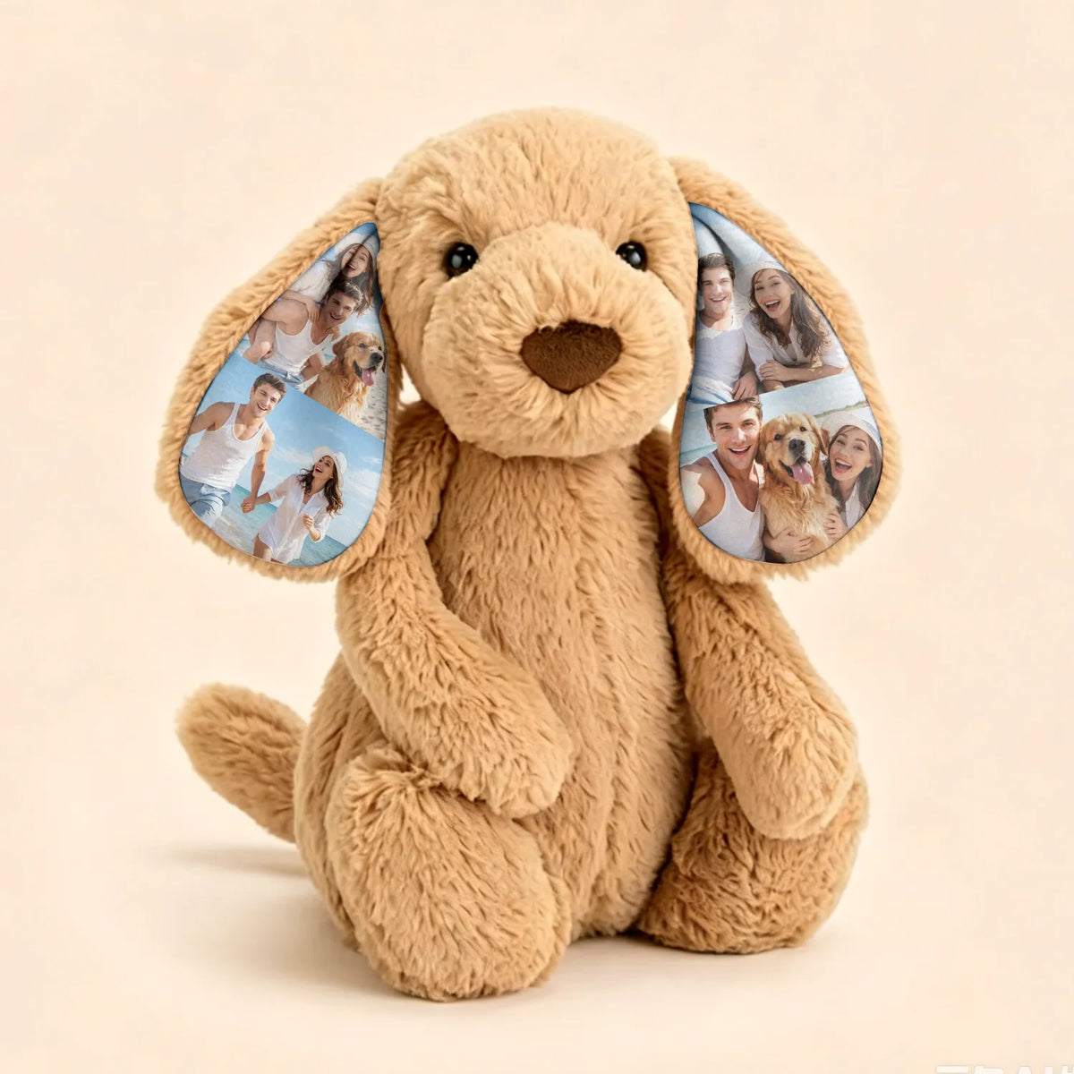 Personalised Photo Plush Dog with Memory Ears, Custom Puppy Stuffed Animal Keepsake Gift for Kids & Loved Ones