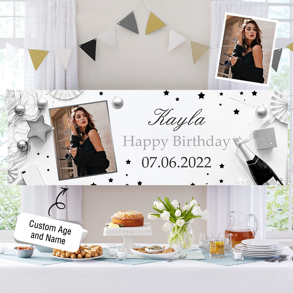 Custom Happy Birthday Banner Personalised Birthday Party Backdrop