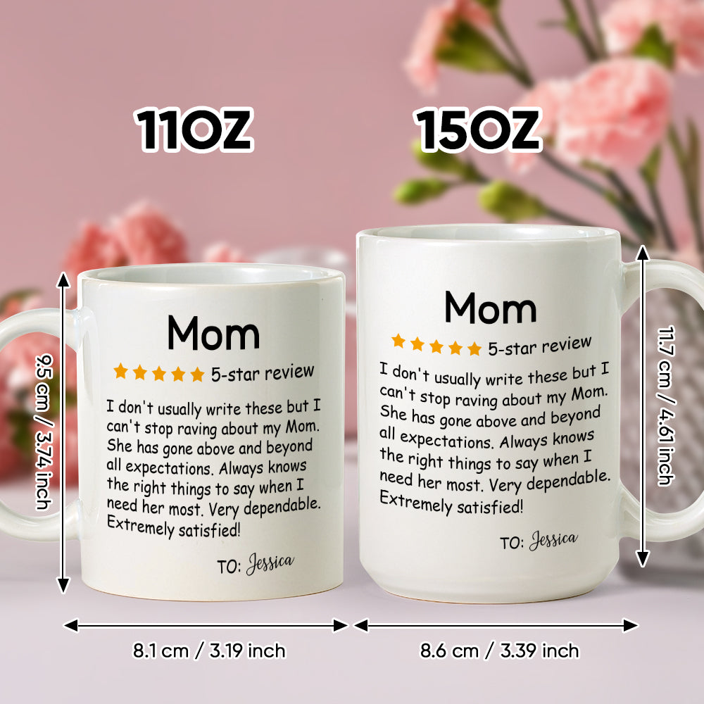 Personalised Five-Star Review Mug with Name Ceramic Coffee Mug Mother's Day Birthday Gift for Mom