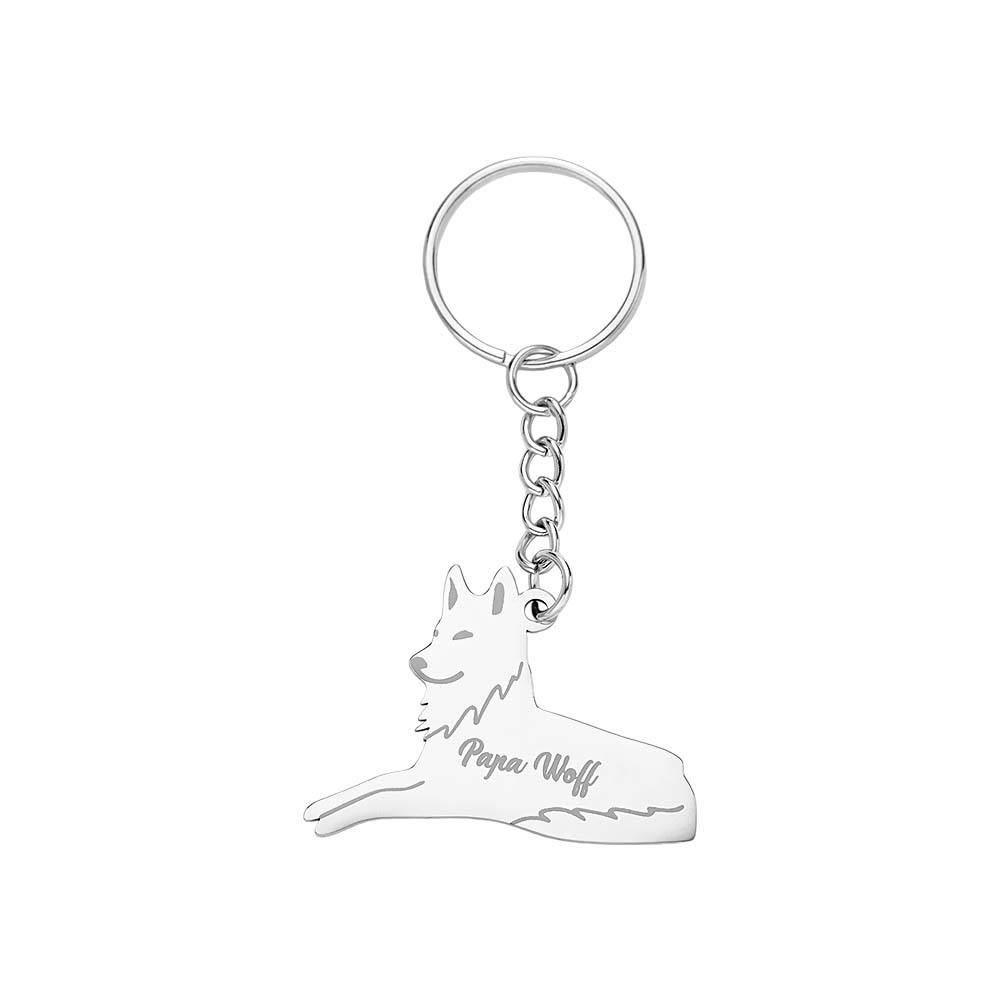 Personalised Wolf Keychain with Engraved Family Names Gift for Family