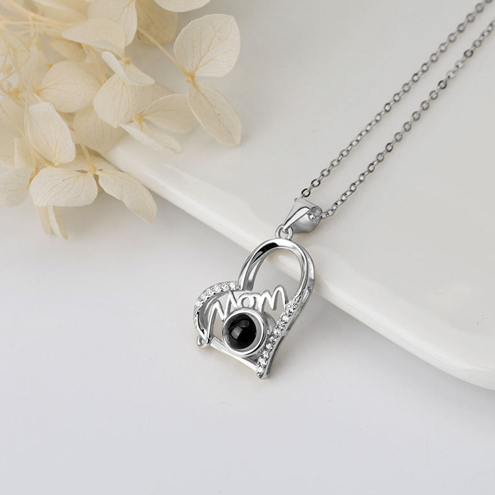 Personalised Mom Projection Heart Necklace 925 Sterling Silver
