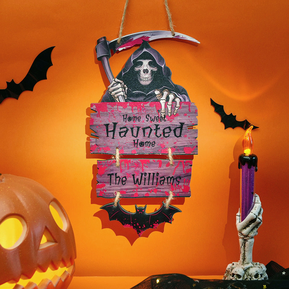 Personalised Death Scythe Ornaments Halloween Door Sign Home Decor for Halloween Gift