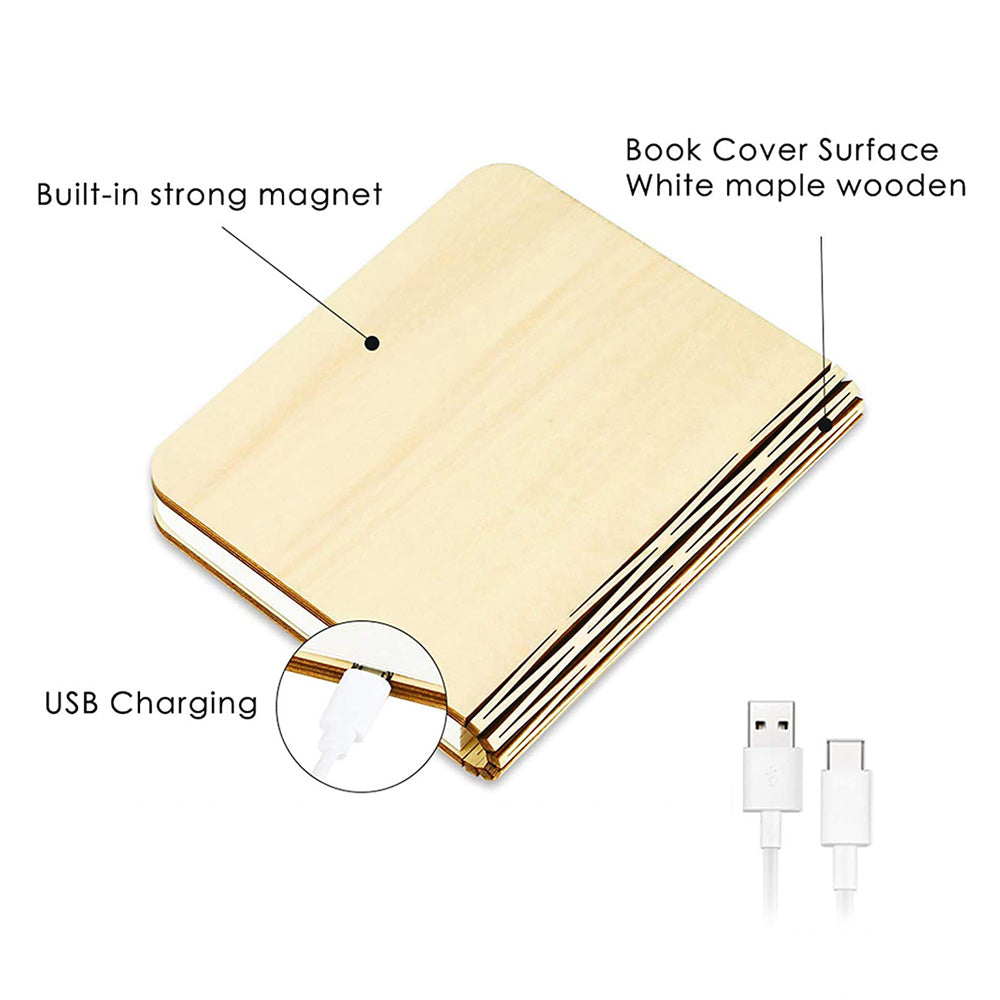 Customised Wooden Folding Magnetic Book Lamp with Photo and Text