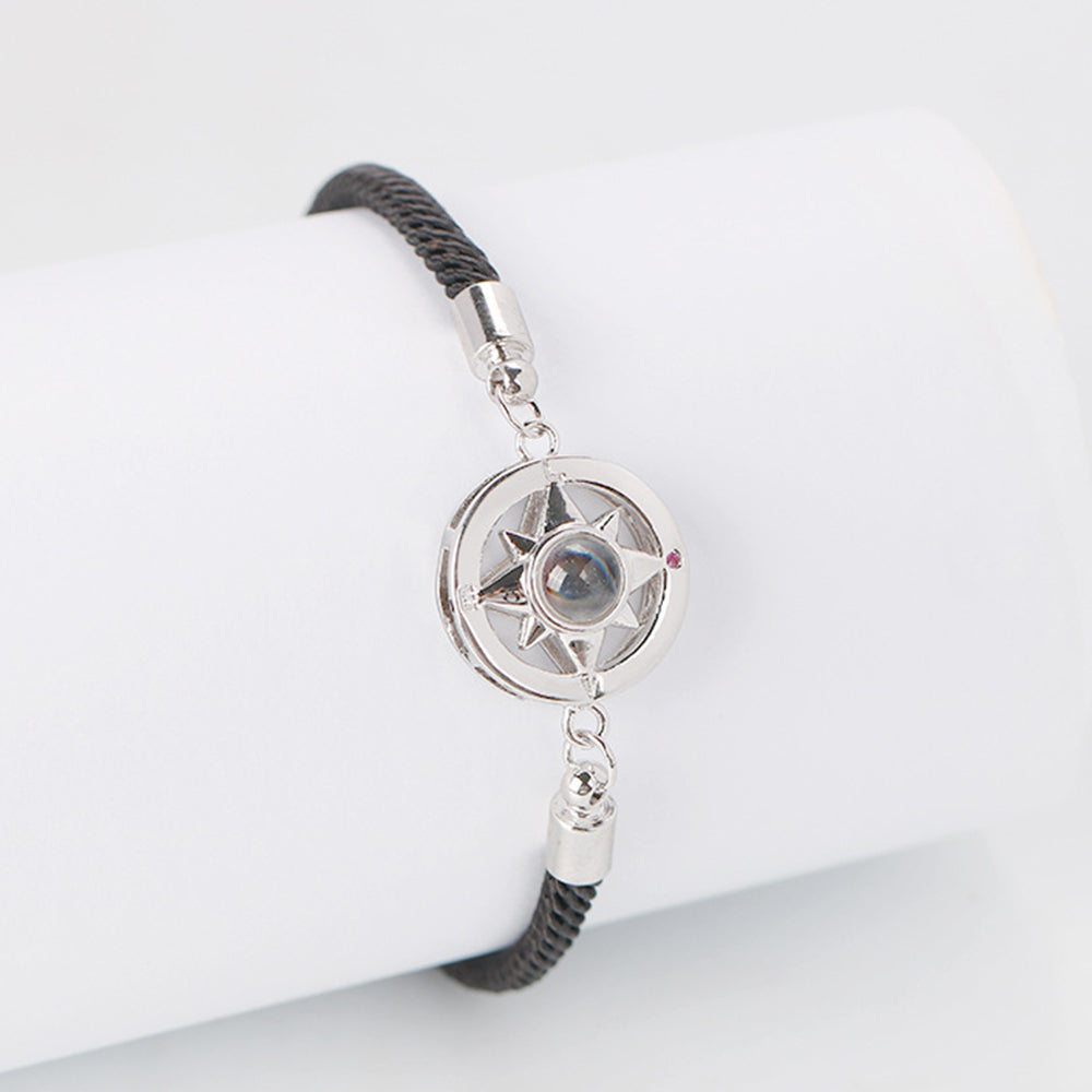 Personalised Round Eight-pointed Star Projection Necklace