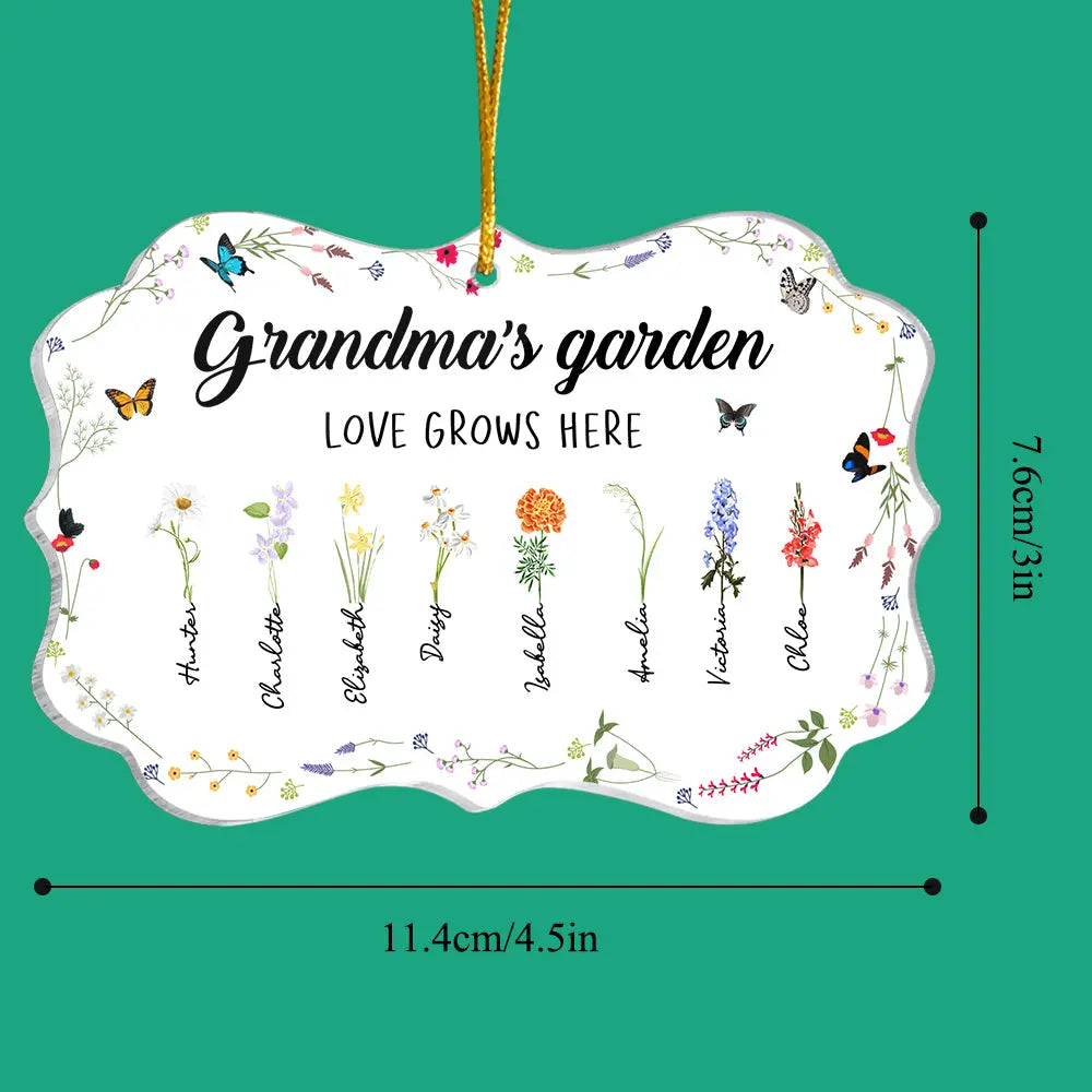 Personalised Grandma's Garden Birth Flowers Acrylic Ornament Custom Birth Month Flower Mother's Day Gifts