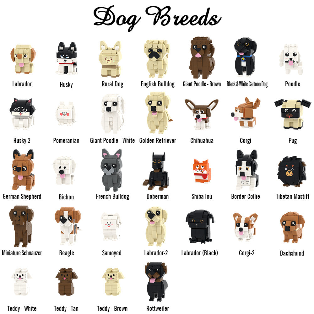 Full Body Customisable 2 People Brick Figures Personalised Brick Figures with Dog Small Particle Block Toy