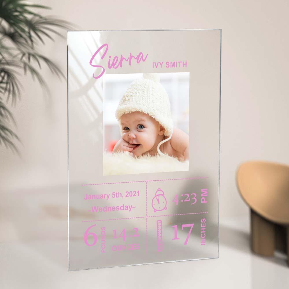 Personalised Baby Birthday Plaque Custom Baby Photo Plaque Gift
