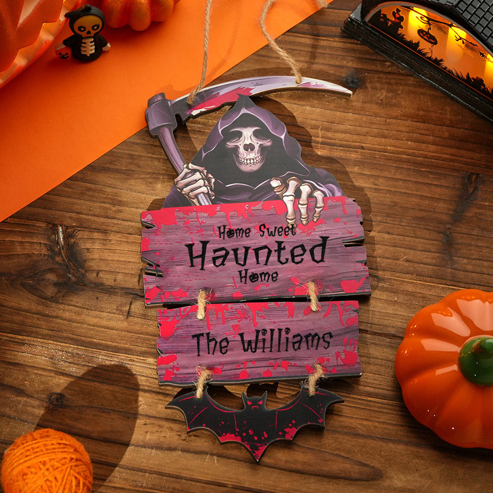 Personalised Death Scythe Ornaments Halloween Door Sign Home Decor for Halloween Gift