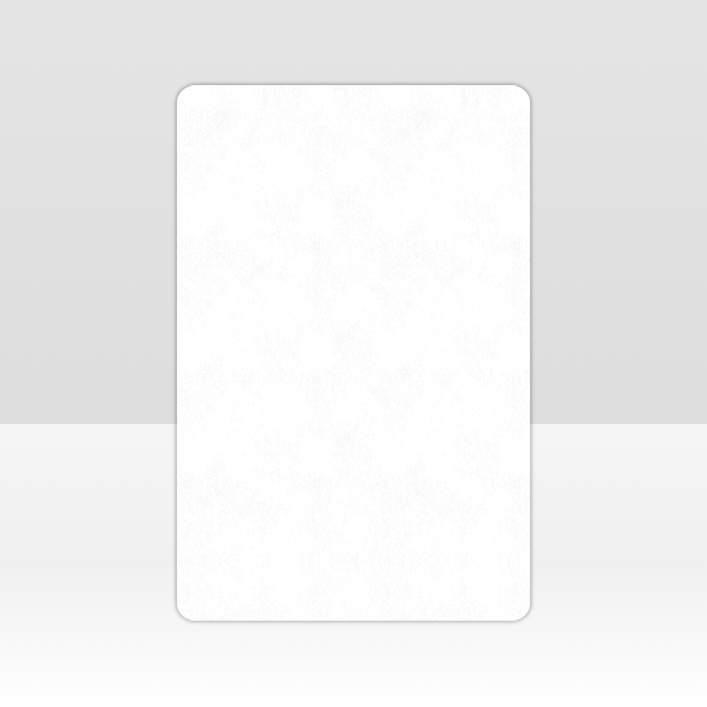 White rectangular card on a light gray background
