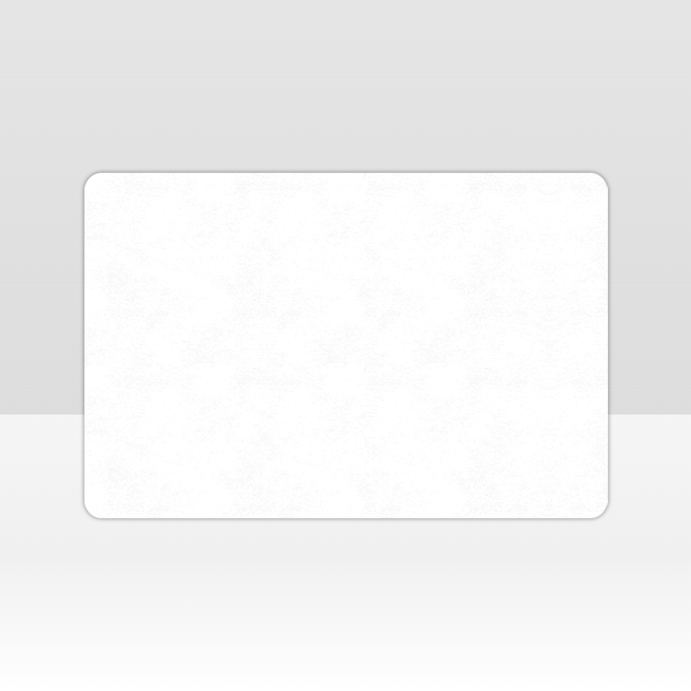 White rectangular card on a light gray background