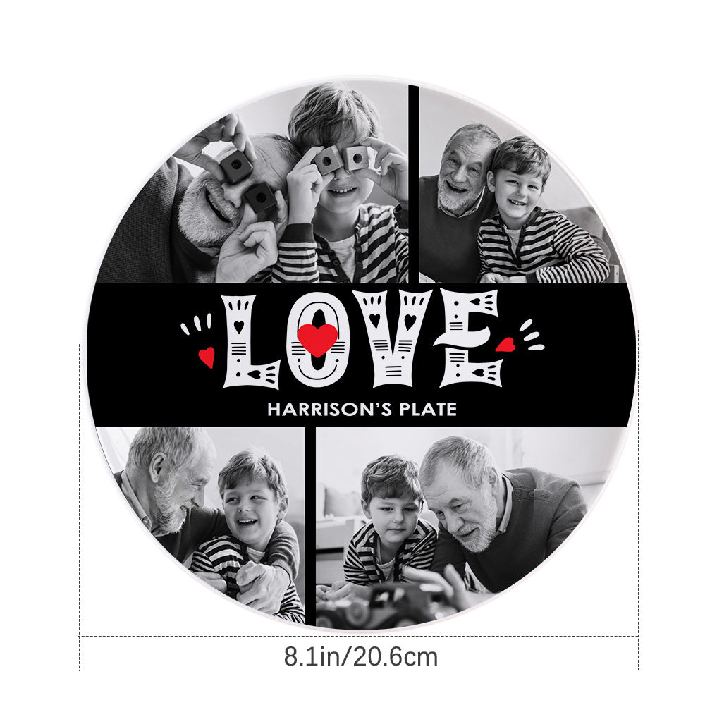 Personalised Custom Name Picture Dessert Plate LOVE Decorative Photo Dinner Plate