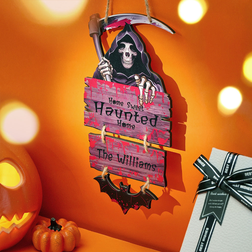 Personalised Death Scythe Ornaments Halloween Door Sign Home Decor for Halloween Gift
