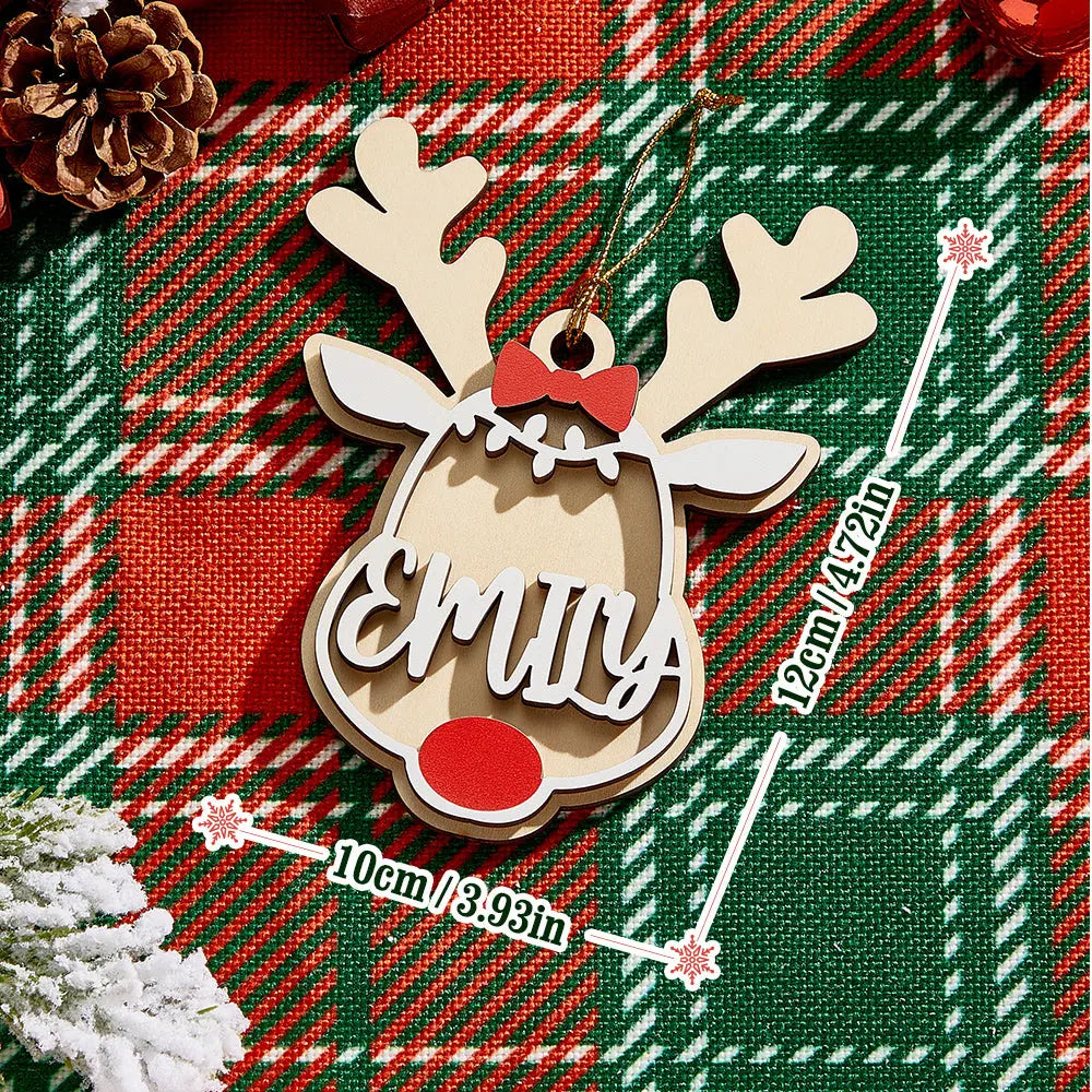 Personalised Reindeer Ornament with Name Christmas Tree Decorations Gift