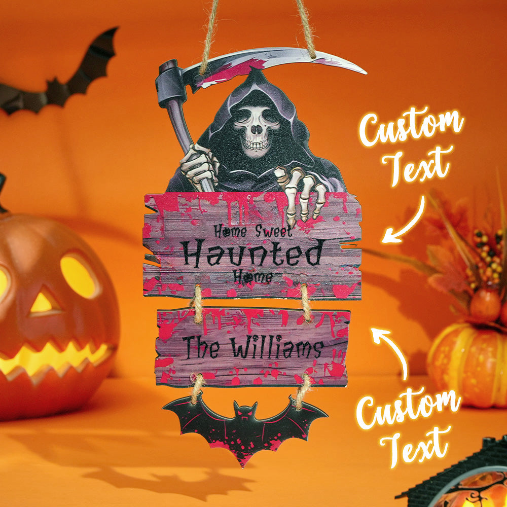 Personalised Death Scythe Ornaments Halloween Door Sign Home Decor for Halloween Gift