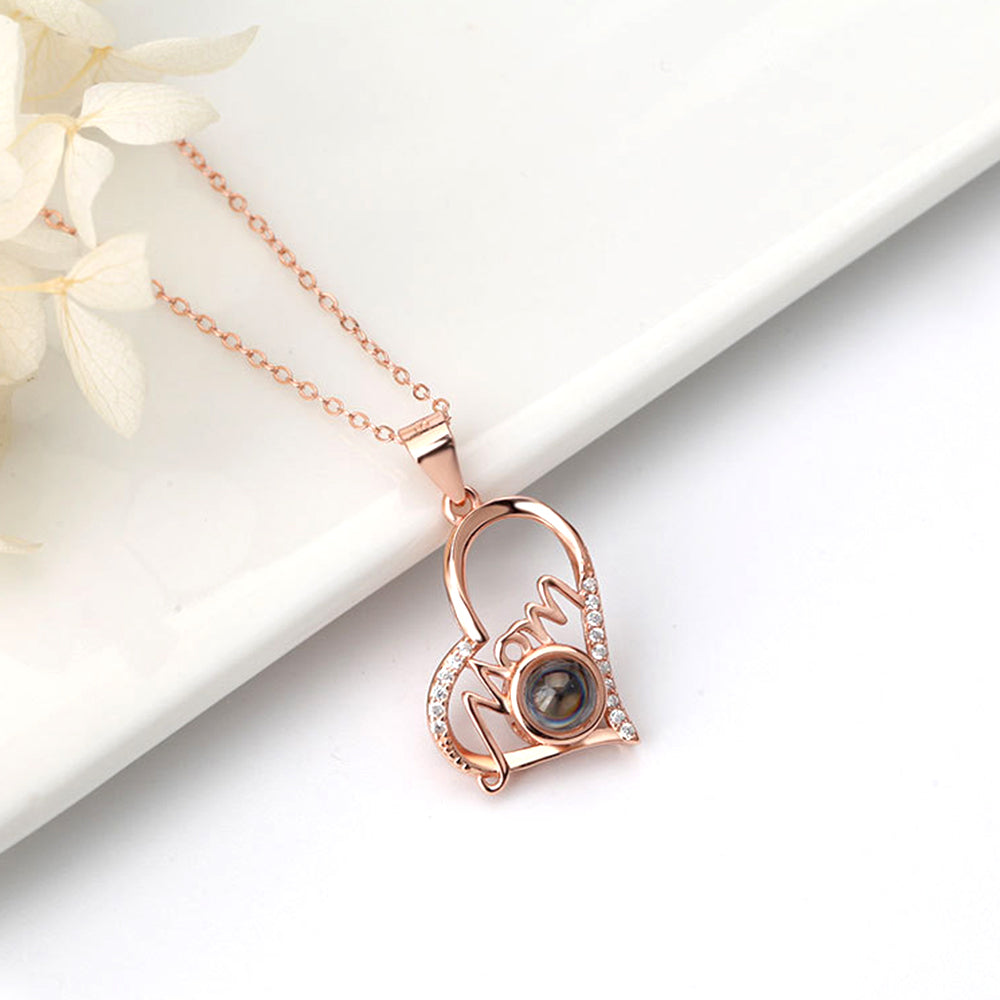 Personalised Mom Projection Heart Necklace 925 Sterling Silver