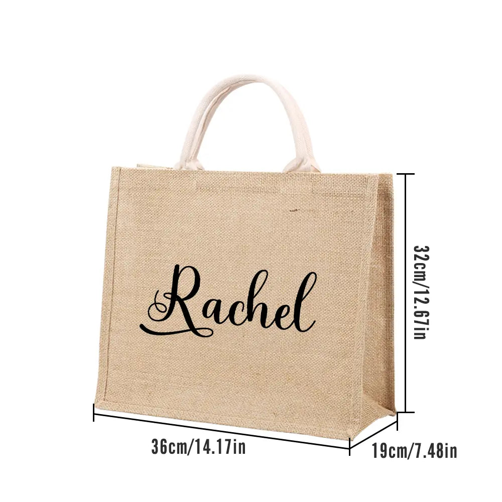 Personalised Burlap Bags Custom Name Monogram Beach Tote Bag Gifts for Her