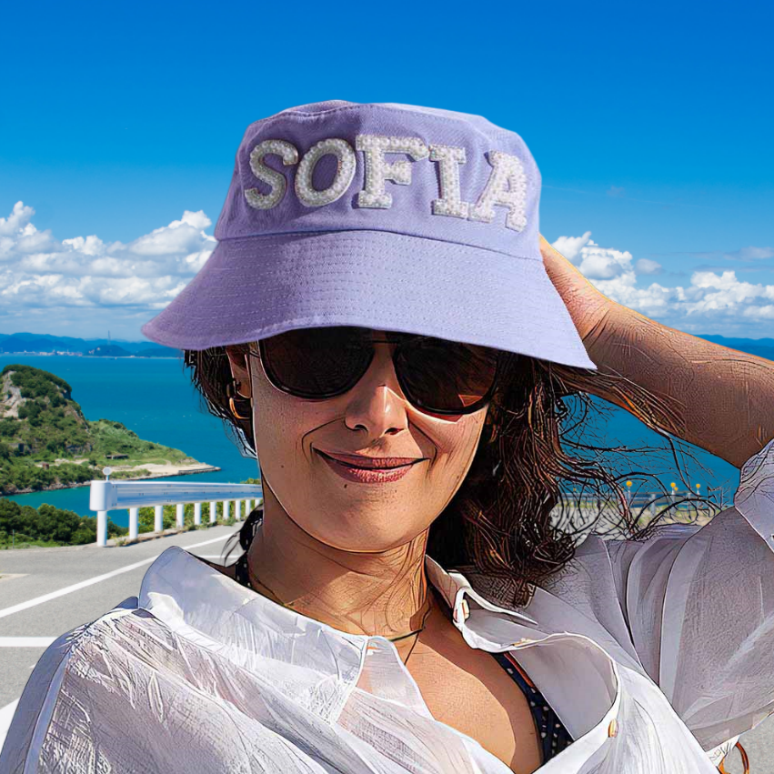 Custom Name Purple Fisherman Hat – Beach Vacation Sun Protection Accessory
