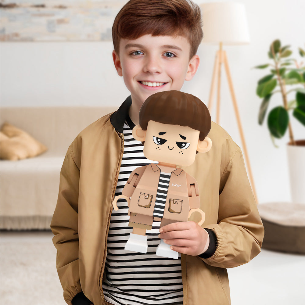 Fully Customisable Cute Giant Minifigs Personalised Full-Body Brick Figure Gift for Boy