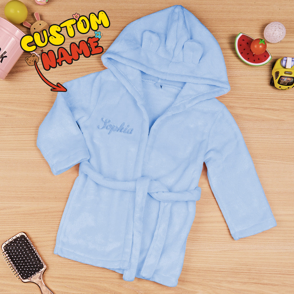Personalised Baby Sleepwear with Embroidery Name Bear Ears Dressing Gown Gift for Kid