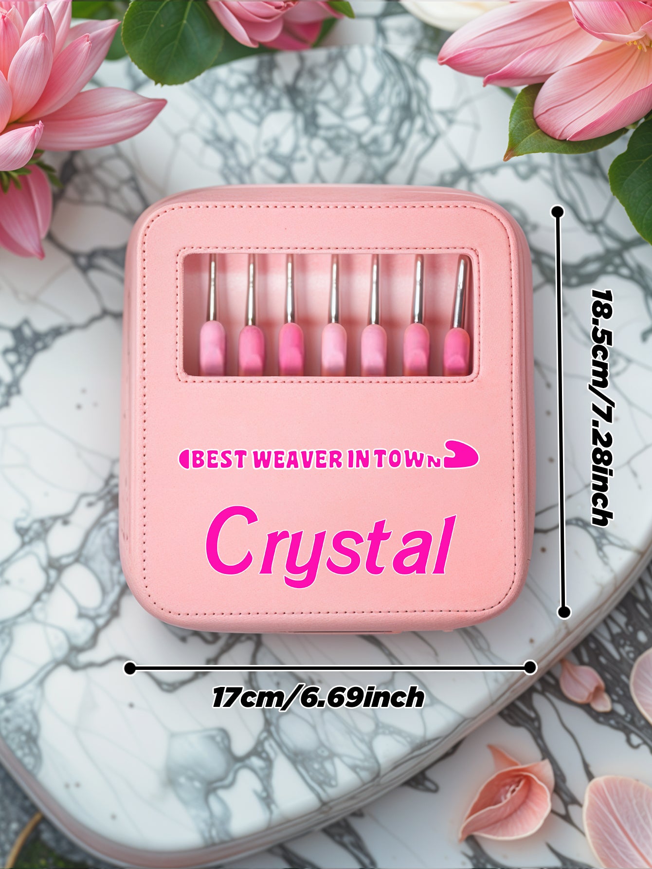 Custom Name Crochet Kit PU Leather Tool Bag - Personalised Organiser