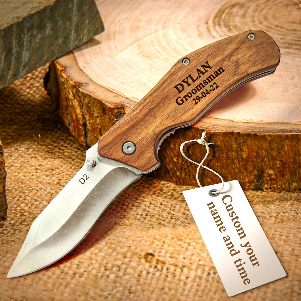 Personalised Engraved Stainless Steel Folding Pocket Knife Gifts for Groomsmen