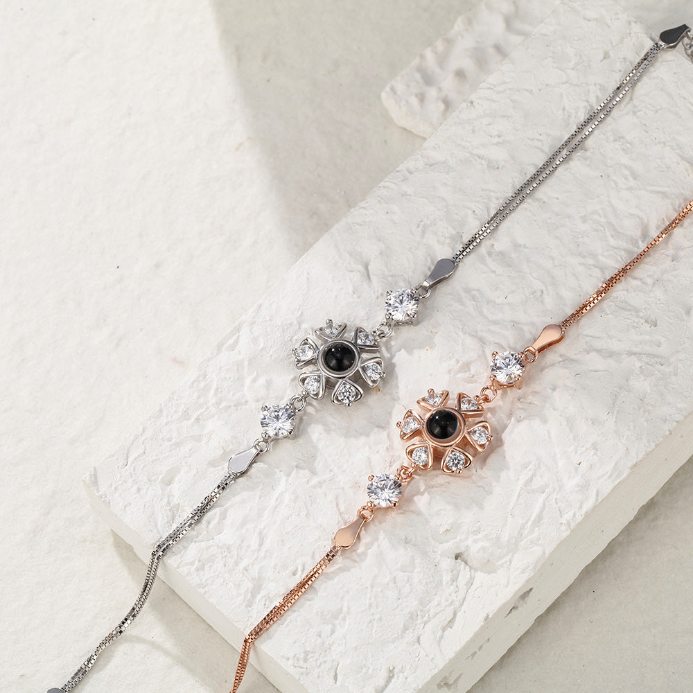 Personalised Projection Photo Bracelet with Zircons