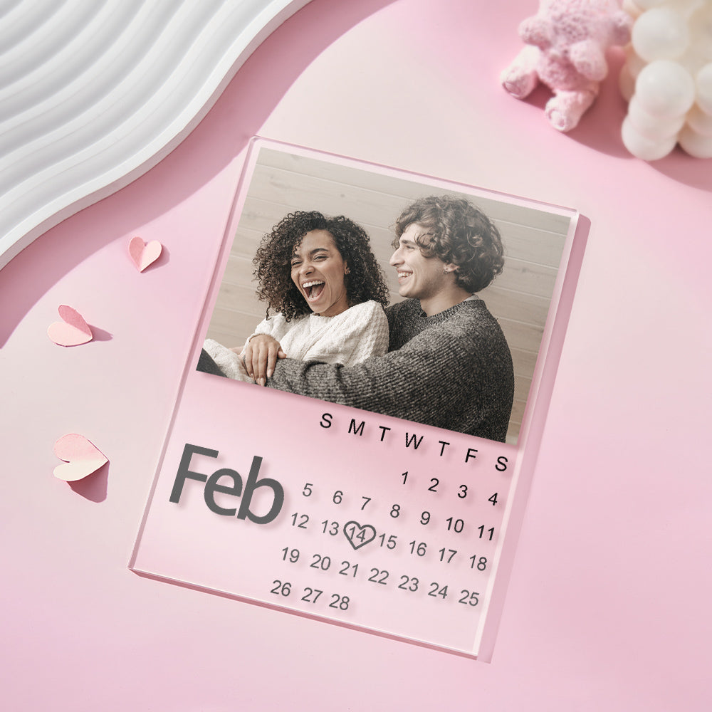 Customisable Calendar Plaque With Photo Personalised Photo Anniversary Gift