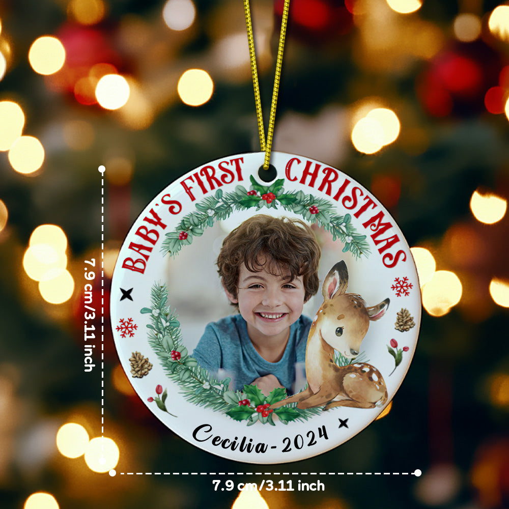 410118995585269762Personalised Baby's First Christmas Ornament with Photo Deer Christmas Ornament Gift for Kid