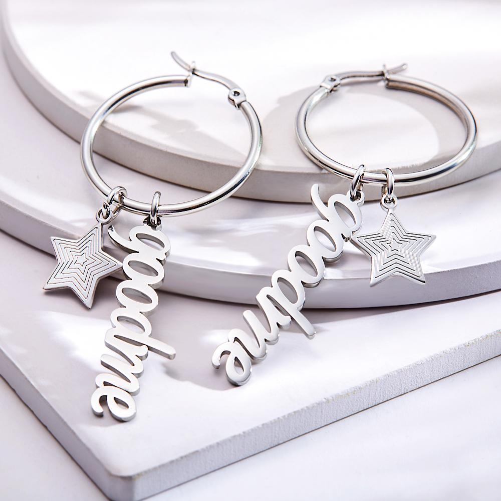 Custom Name Earrings With Little Star Simplicity Stainless Steel Earrings
