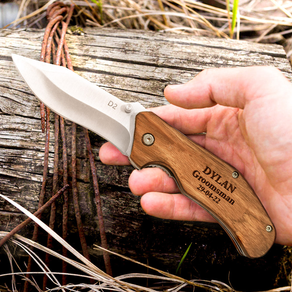 Personalised Engraved Stainless Steel Folding Pocket Knife Gifts for Groomsmen