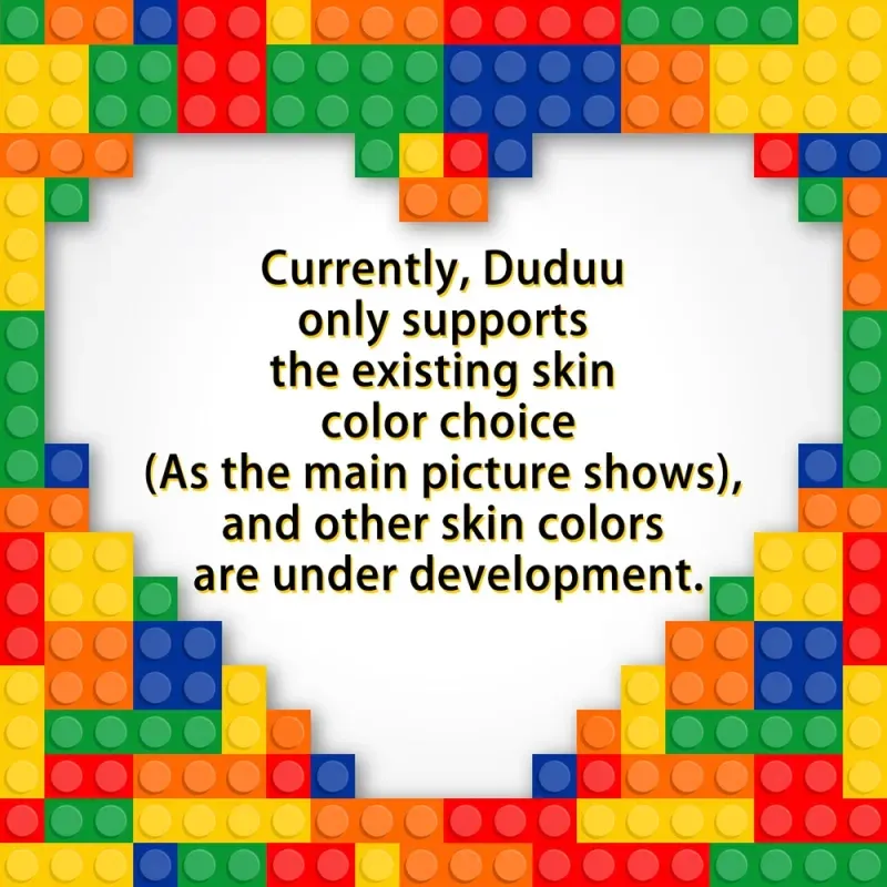 Colorful block design with text about skin color choices.