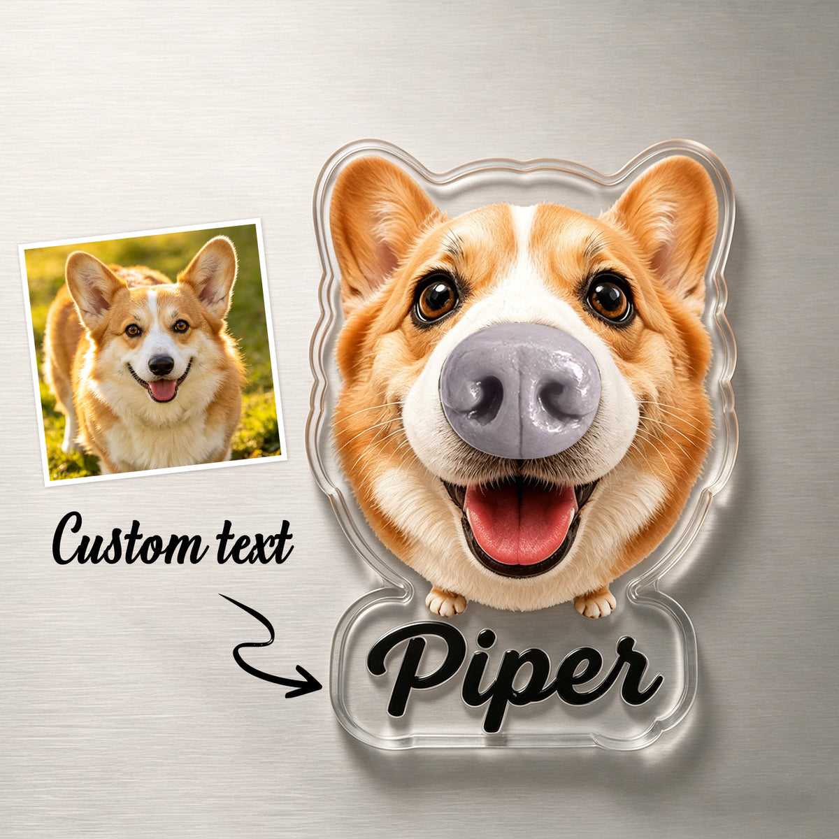 Custom Dog Nose Squishy Fridge Magnet Sticker – Personalised Pet Nose Squeeze Toy with Custom Face & Name