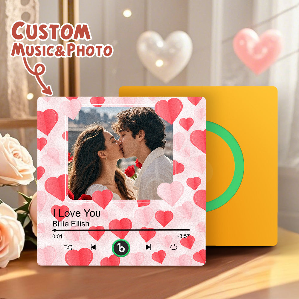 FridgeBeats Frameless Custom Photo with Hearts Music Fridge Magnet Sticker Special for Valentine's Day New 4.0 Upgrade