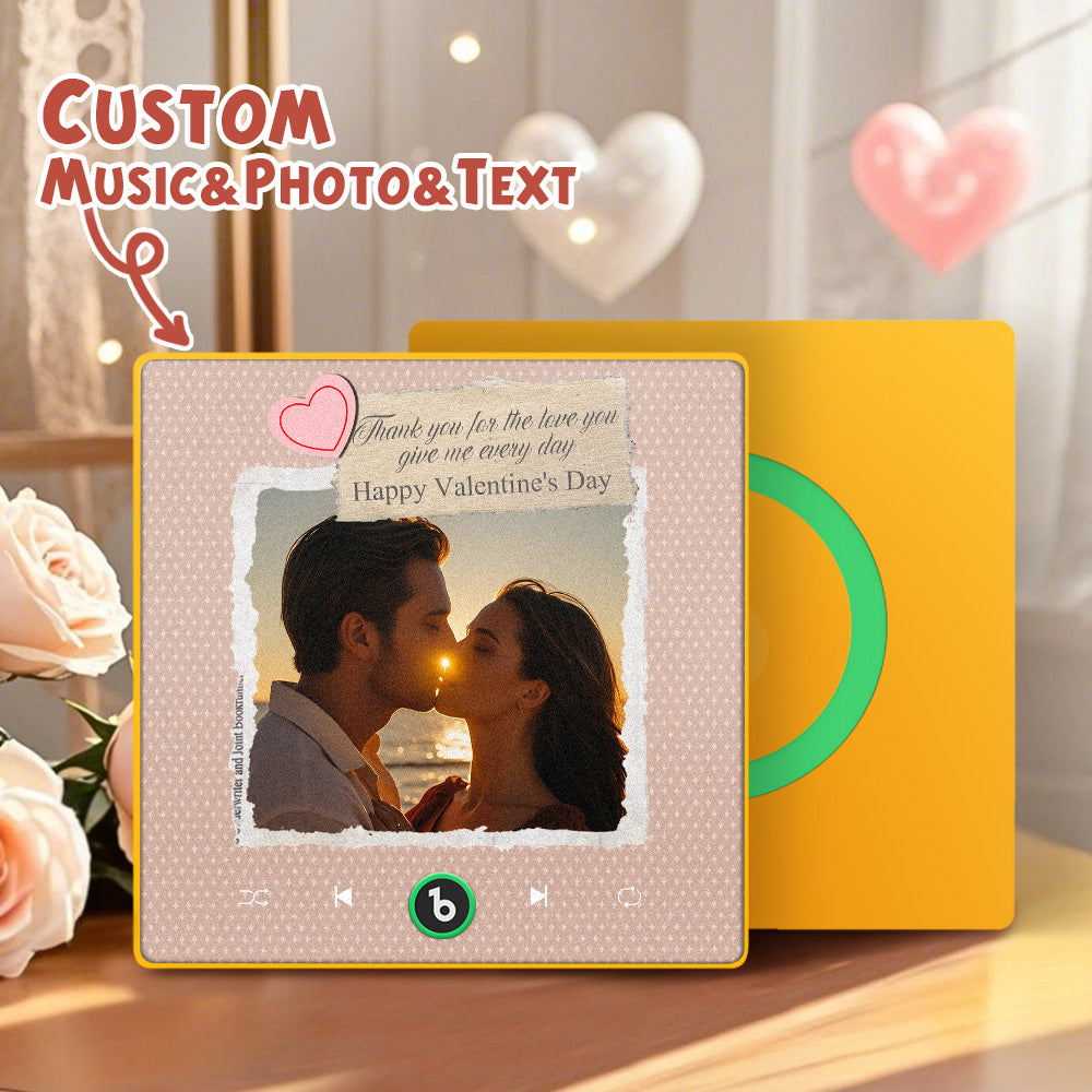 FridgeBeats Framed Custom Photo Text with Heart Music Fridge Magnet Sticker Special for Valentine's Day New 4.0 Upgrade Colorful Frame