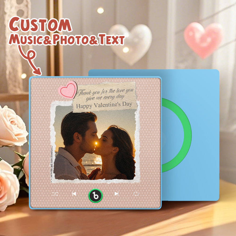 FridgeBeats Framed Custom Photo Text with Heart Music Fridge Magnet Sticker Special for Valentine's Day New 4.0 Upgrade Colorful Frame