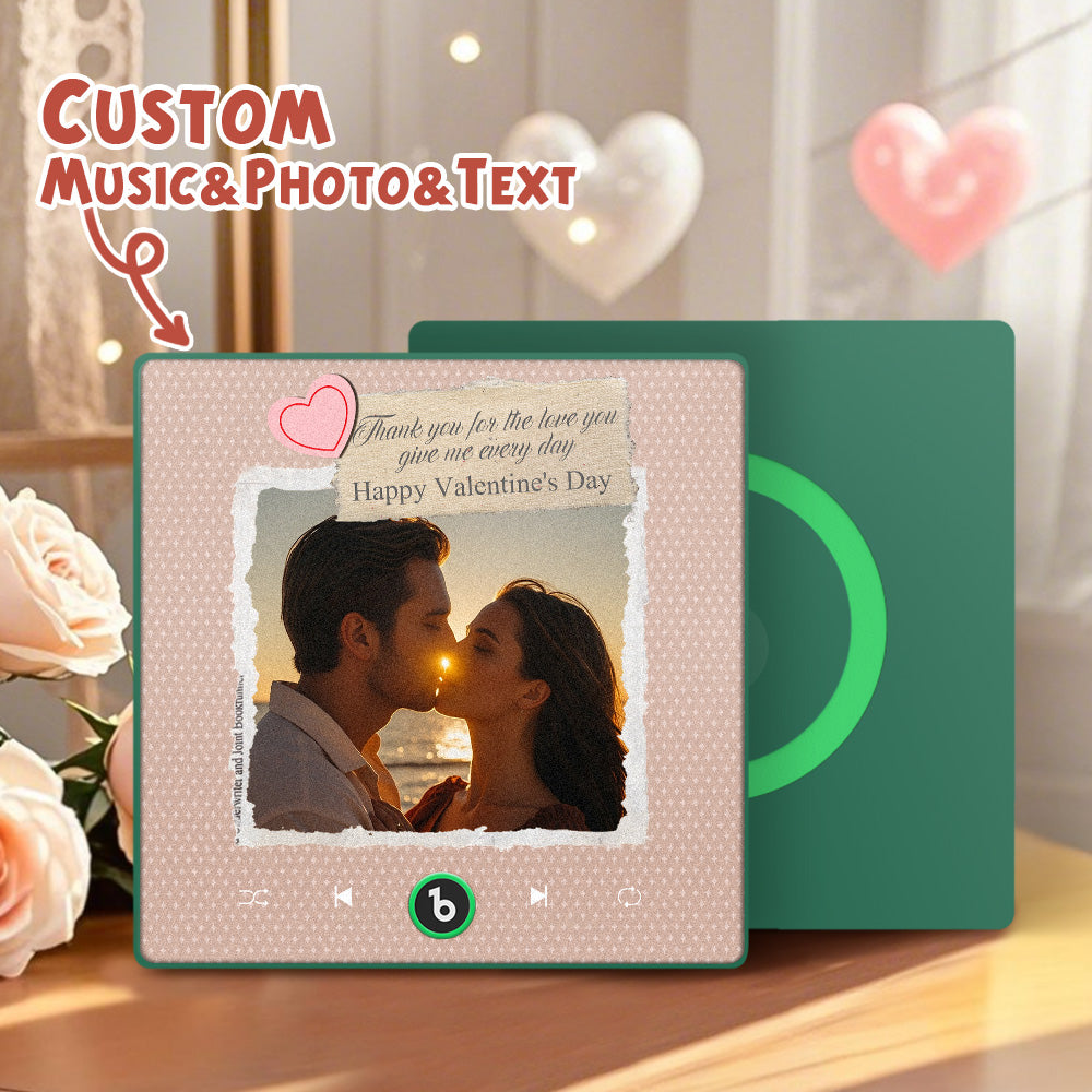 FridgeBeats Framed Custom Photo Text with Heart Music Fridge Magnet Sticker Special for Valentine's Day New 4.0 Upgrade Colorful Frame