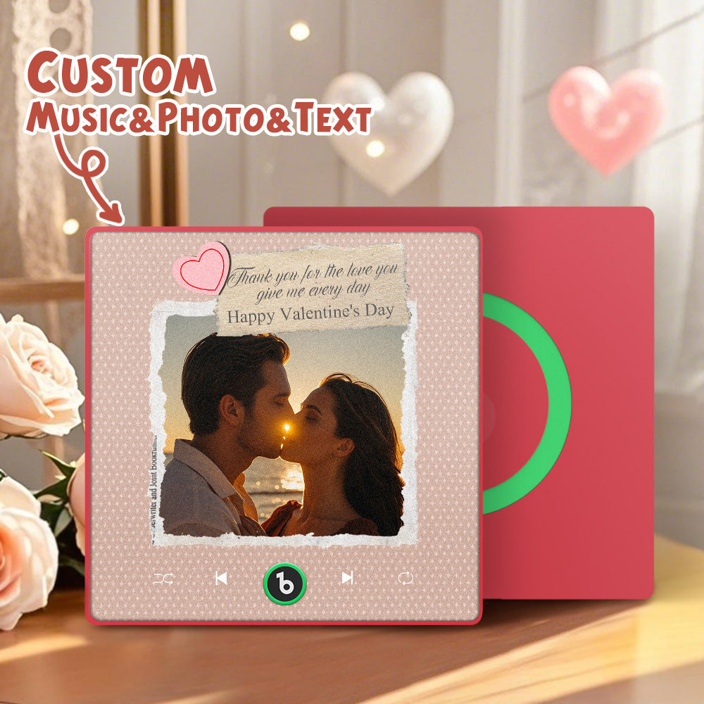 FridgeBeats Framed Custom Photo Text with Heart Music Fridge Magnet Sticker Special for Valentine's Day New 4.0 Upgrade Colorful Frame