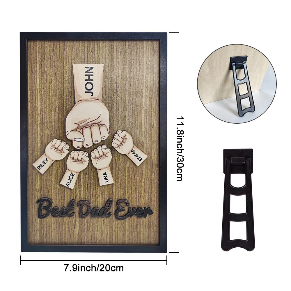 Personalised Father's Day Fist Bump Sign with Name Wooden Plaque Decor Gift for Dad