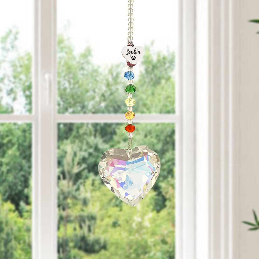 Custom Suncatcher Pet Memorial Crystal Rainbow Bridge Sun Catcher for Pet Sympathy Gift
