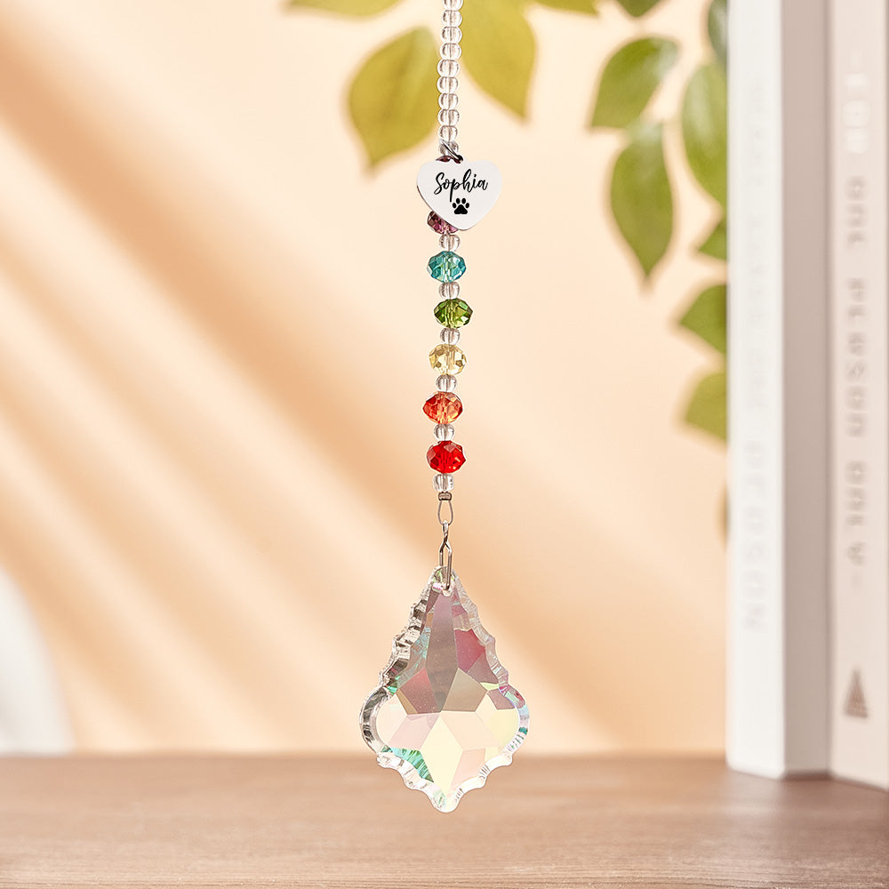 Custom Suncatcher Pet Memorial Crystal Rainbow Bridge Sun Catcher for Pet Sympathy Gift