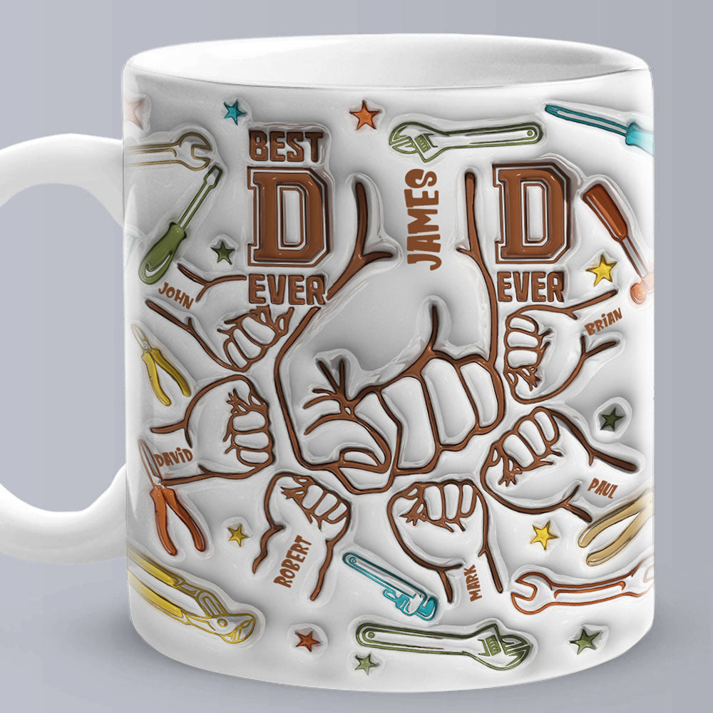 Personalised Names Custom 1-6 Kids 3D Inflated Effect Printed Mug - Perfect Father's Day Gift