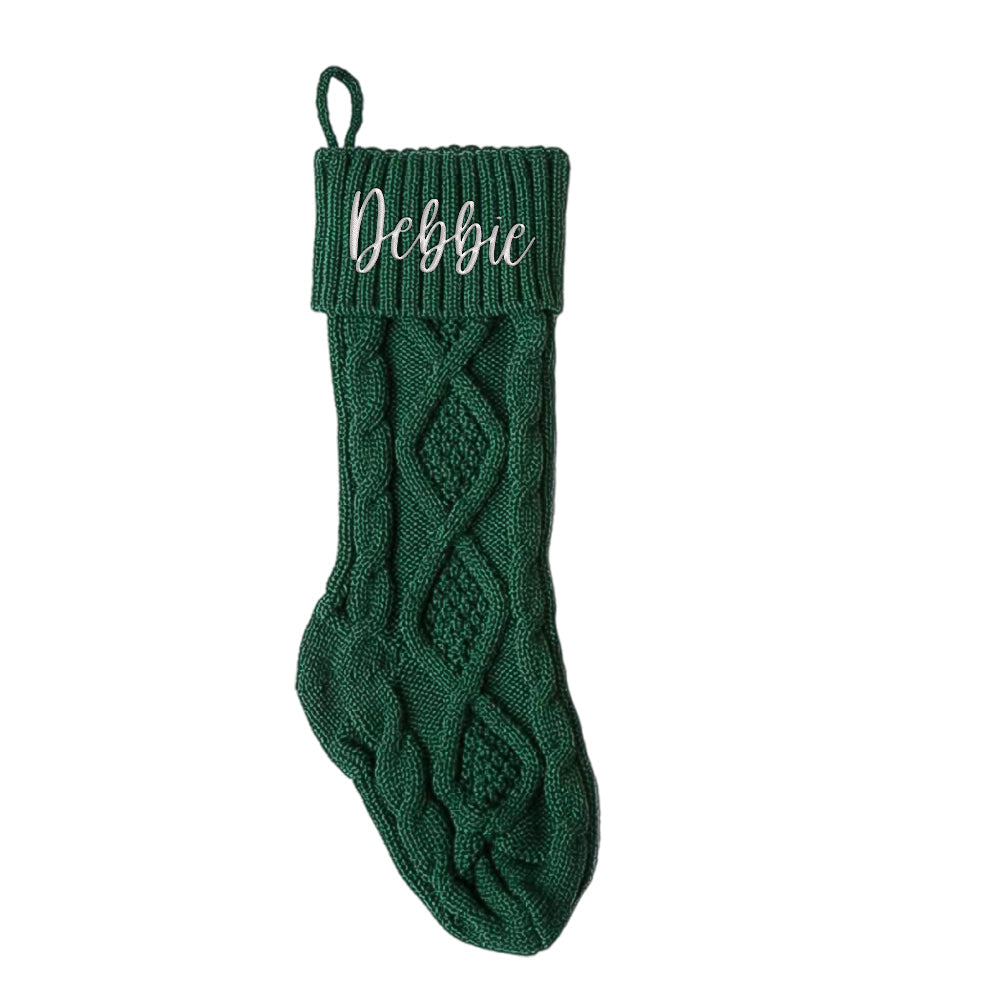 Personalised Christmas Stocking with Name Knitted Xmas Stockings Decoration