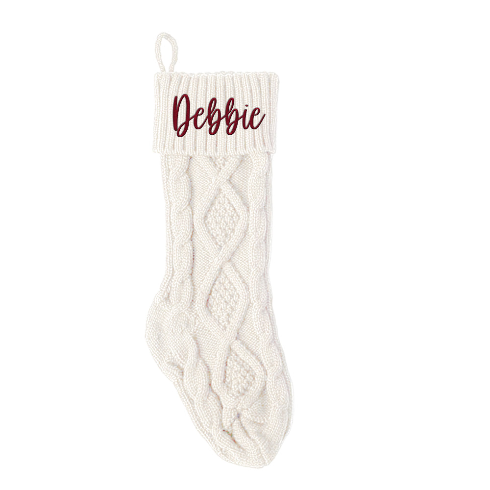 Personalised Christmas Stocking with Name Knitted Xmas Stockings Decoration