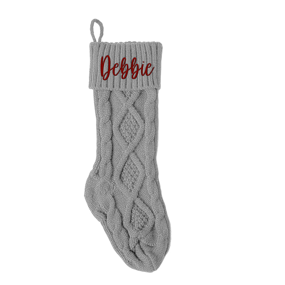 Personalised Christmas Stocking with Name Knitted Xmas Stockings Decoration