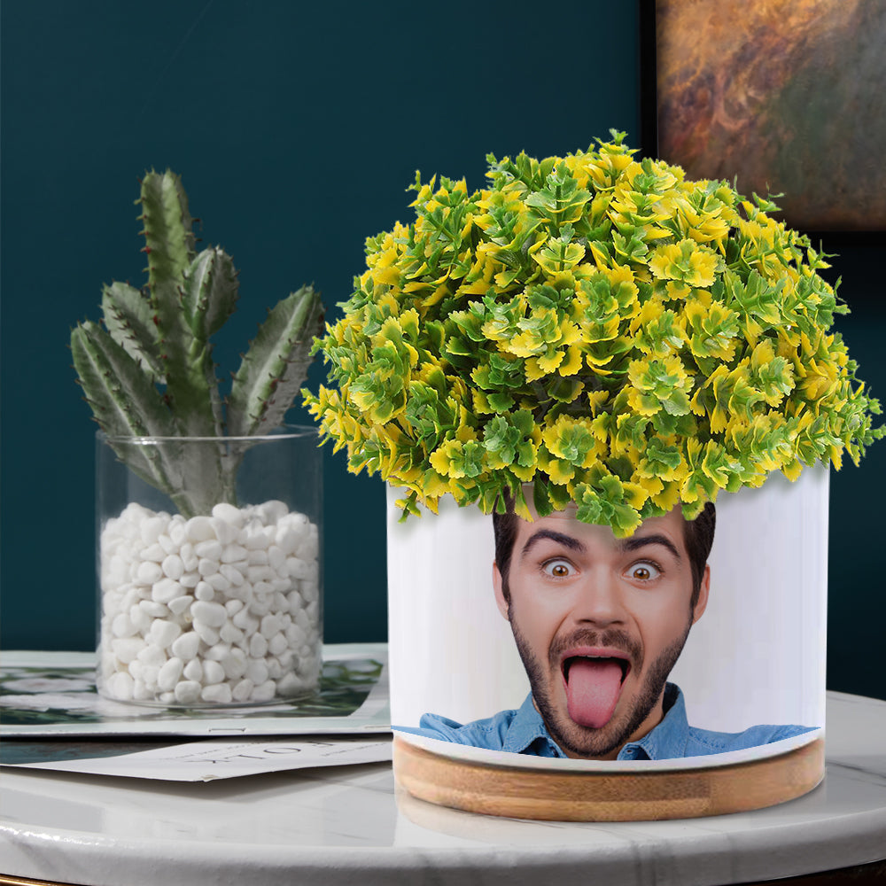 Custom Photo Flower Planter Pot Personalised Funny Ceramic Succulent Plant Pot
