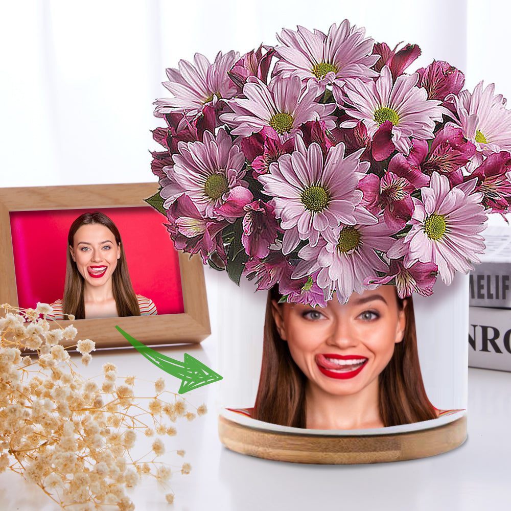 Custom Photo Flower Planter Pot Personalised Funny Ceramic Succulent Plant Pot