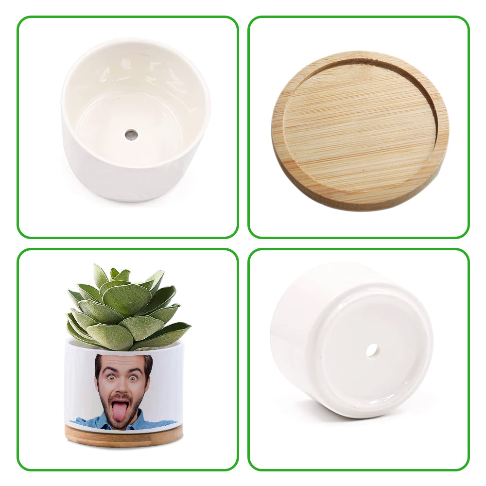 Custom Photo Flower Planter Pot Personalised Funny Ceramic Succulent Plant Pot